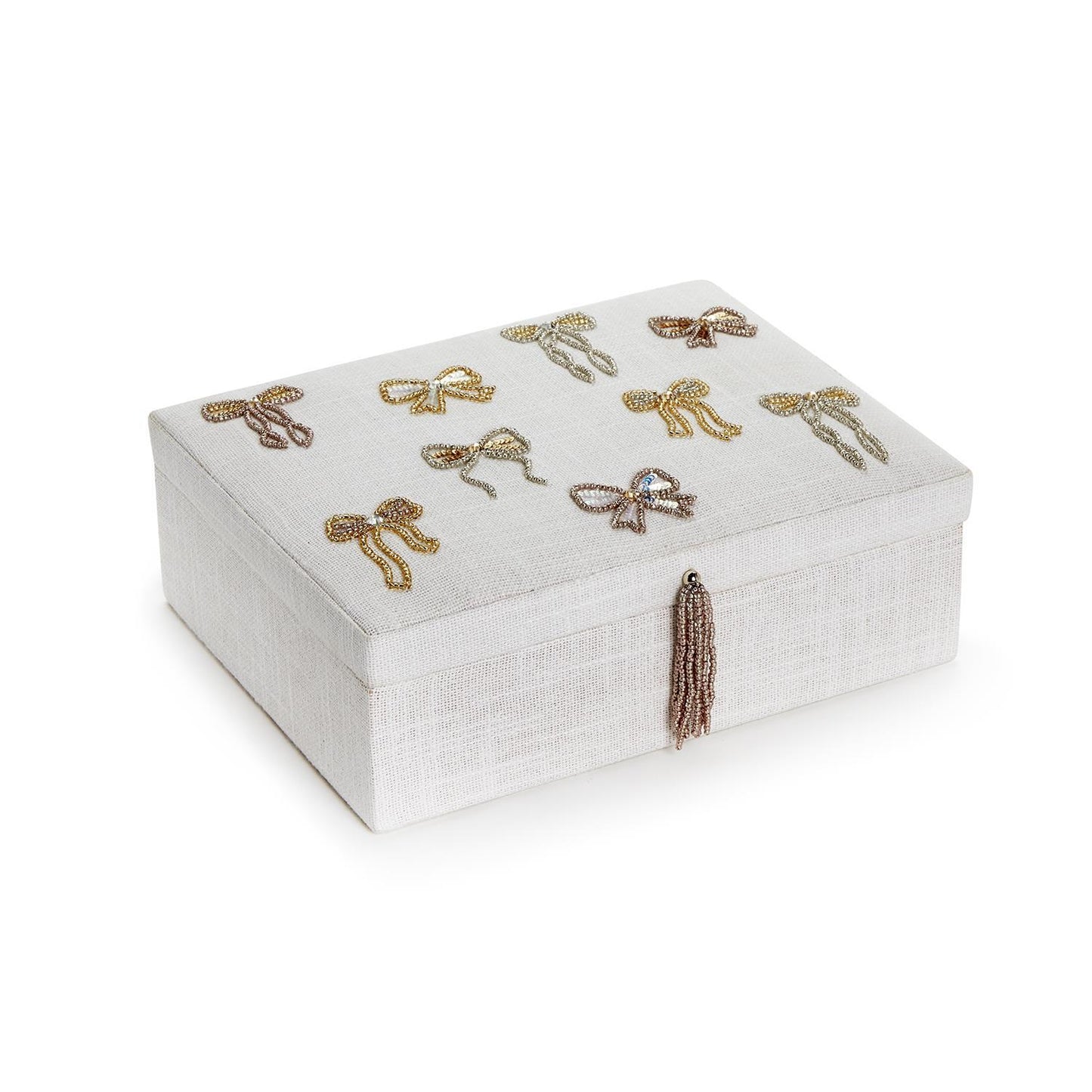 Bowtiful Linen Fabric Jewelry Box