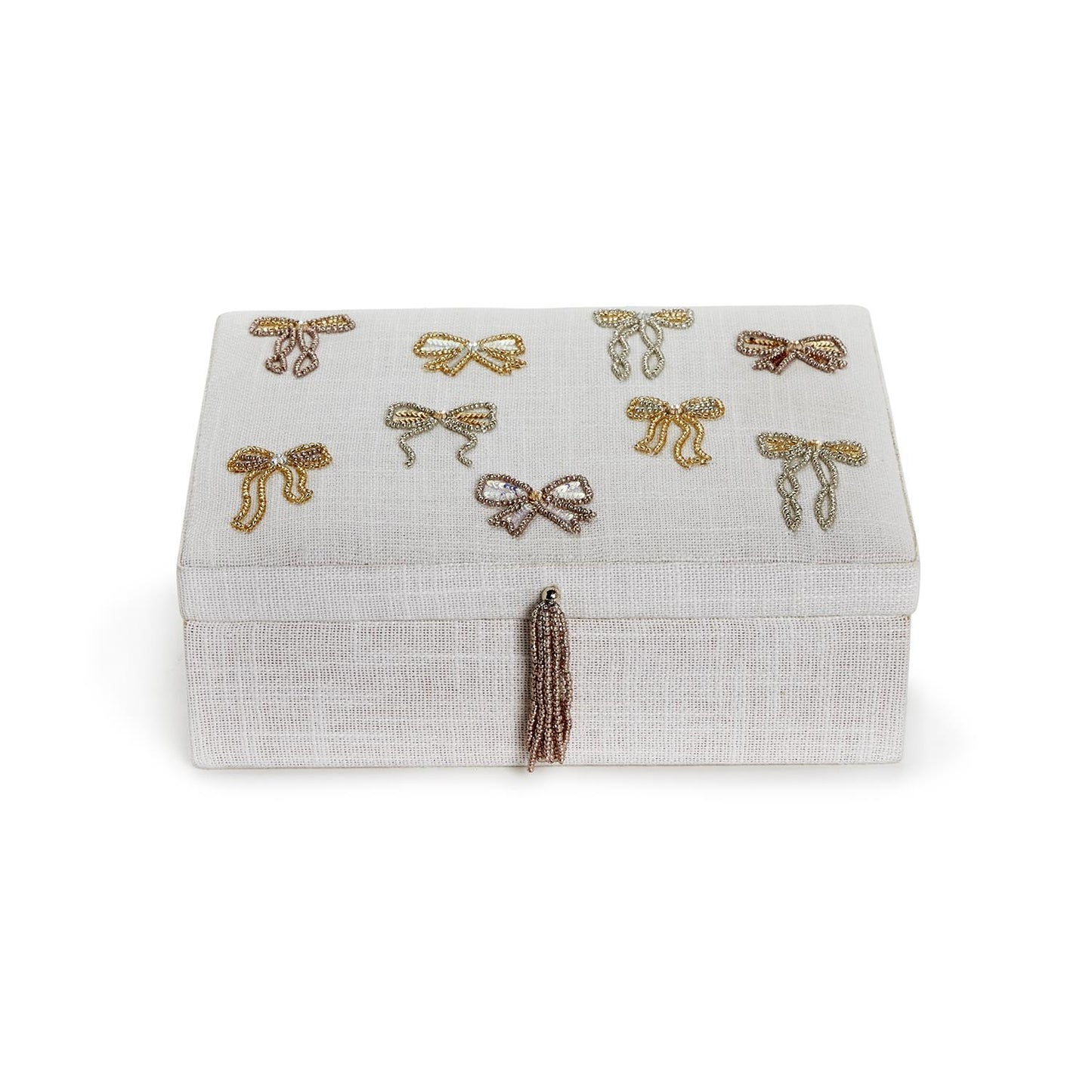 Bowtiful Linen Fabric Jewelry Box