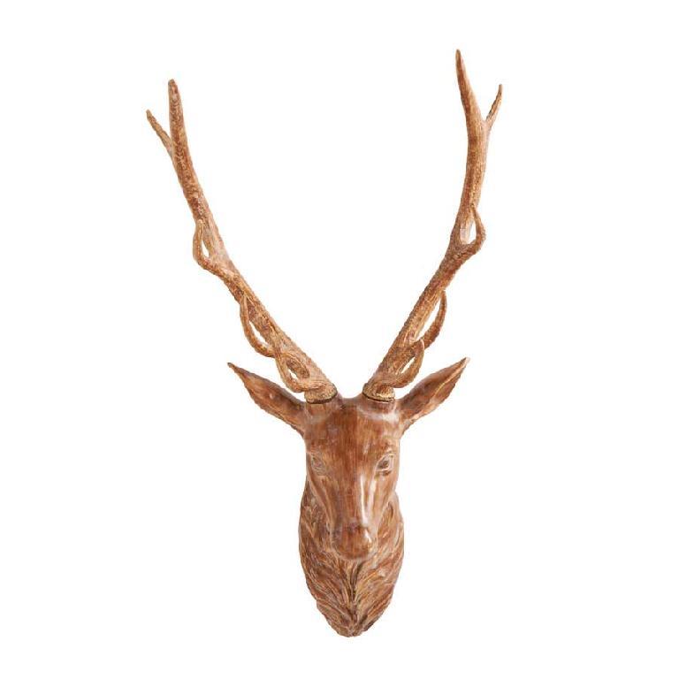 36" Light Brown Resin Wall Mount Deer Bust