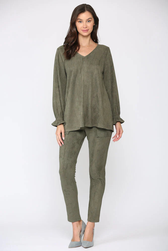 Abigail Stretch Suede Top