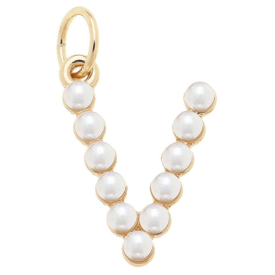 Pearl-Studded Letter Charm