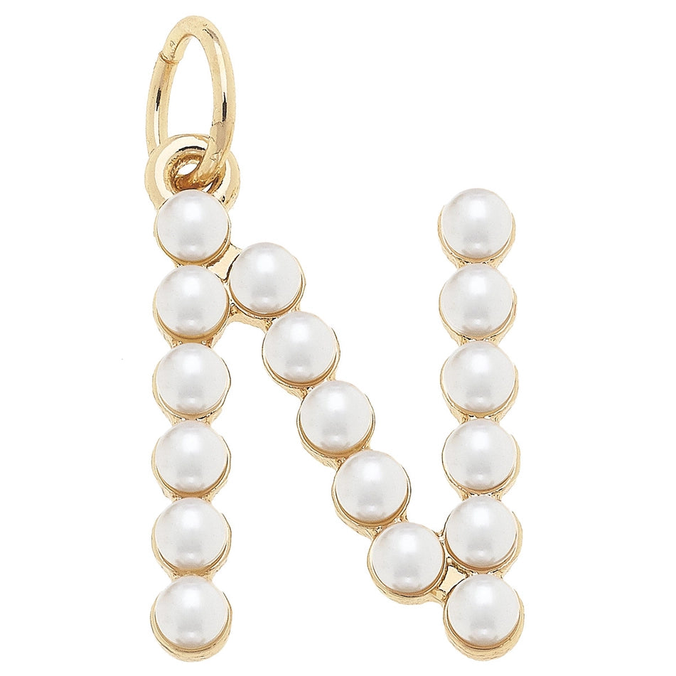 Pearl-Studded Letter Charm