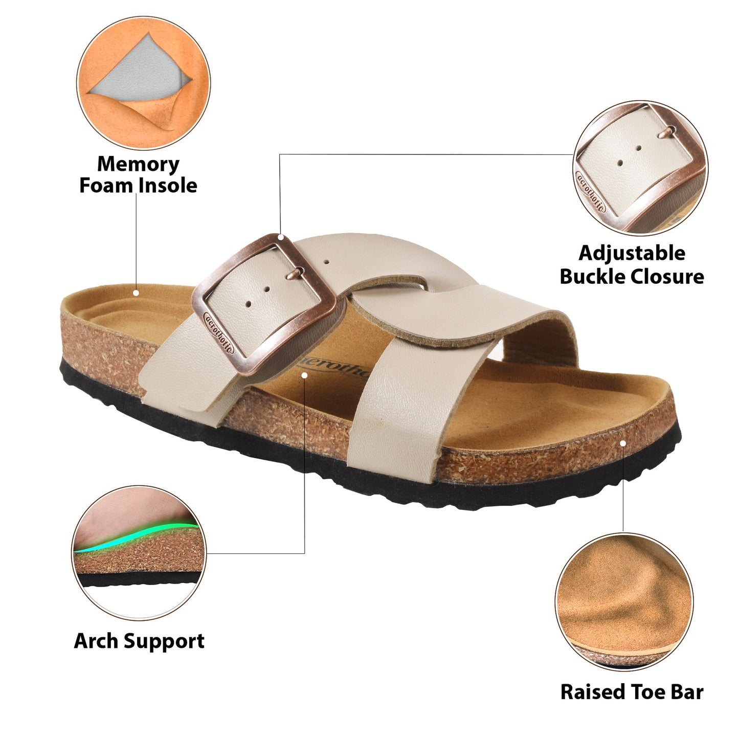 Kai Cork Recovery Slides for Women Cross Strappy Slip-on Casual