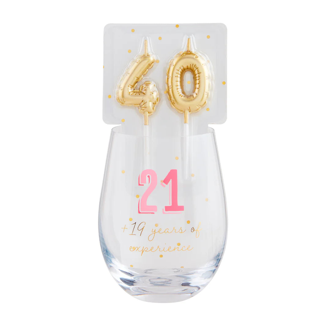 40 Candle Wine Glass Set | Mudpie