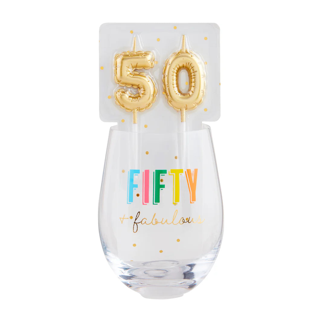 50 Candle Wine Glass Set | Mudpie