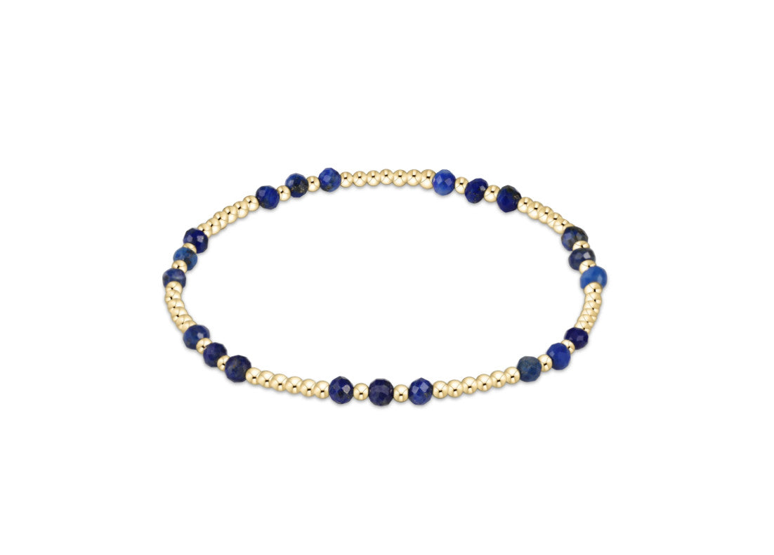 Gemstone Gold Joy Pattern Bracelet | Lapis | 3mm | enewton