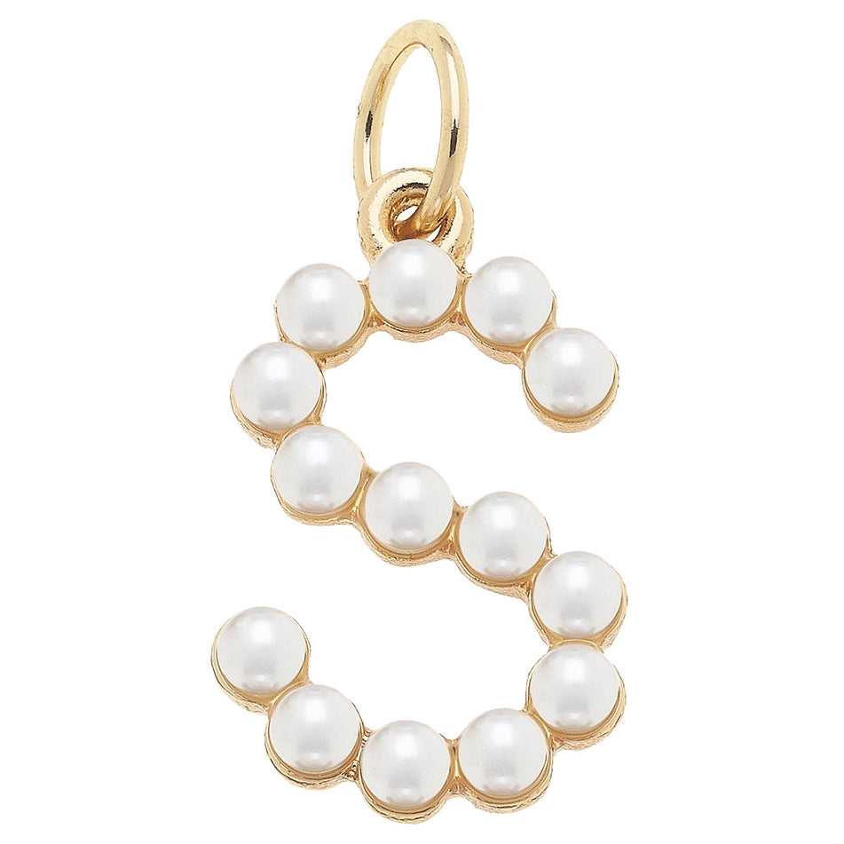Pearl-Studded Letter Charm