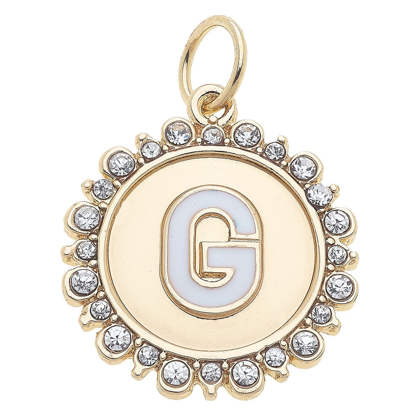 Rhinestone Letter Disc Charm