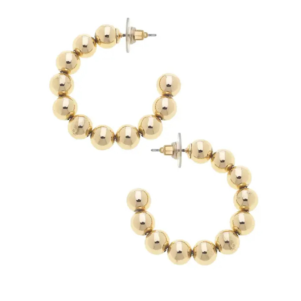 Jasper Ball Bead Hoop Earrings