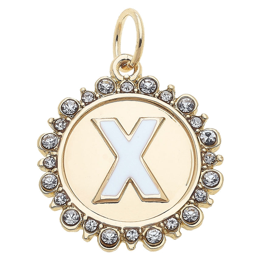 Rhinestone Letter Disc Charm