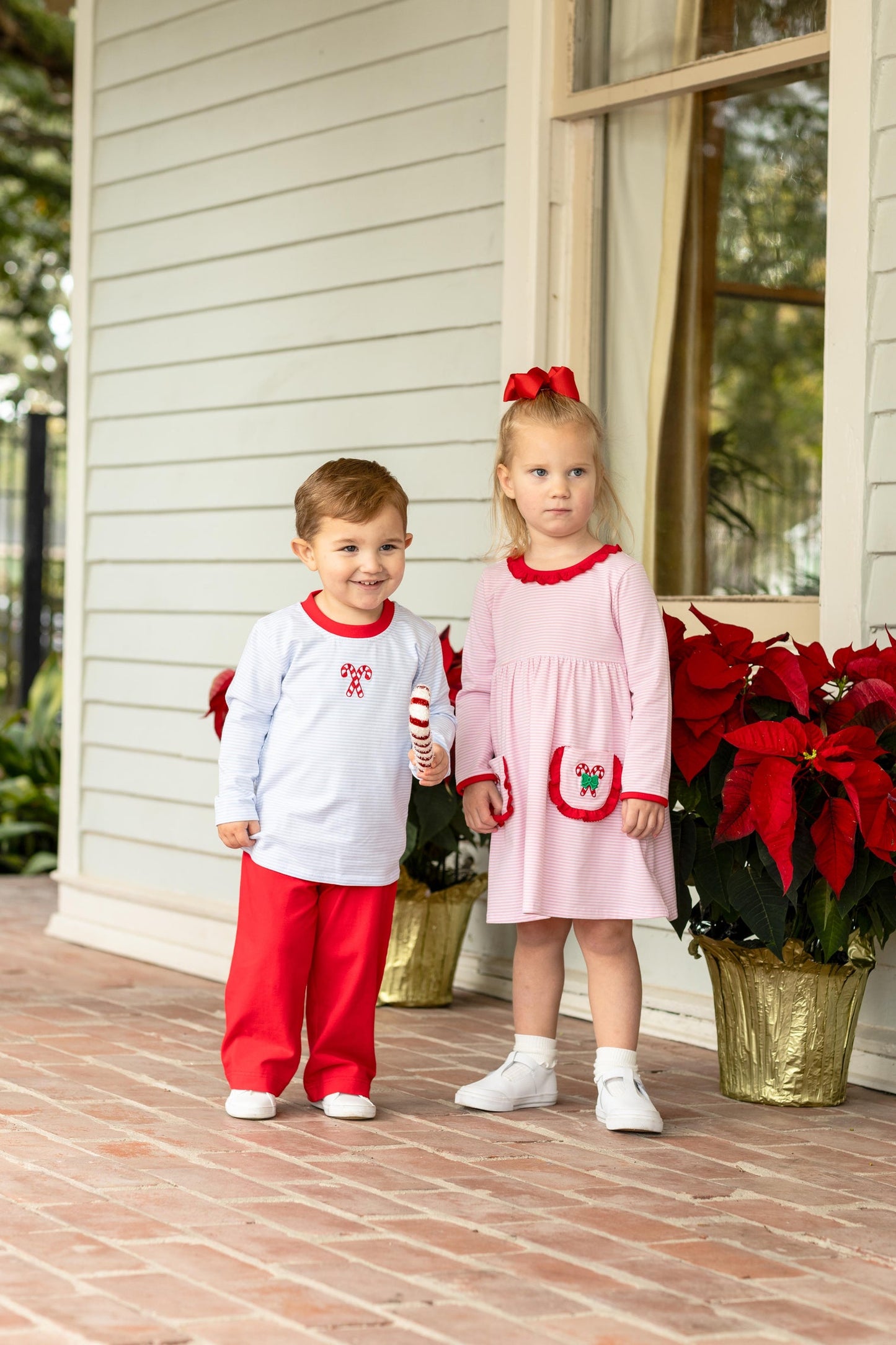 Candy Cane Embroidery Pants Set | Trotter Street