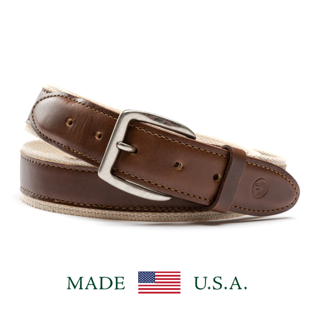 Leather Trim Webbed Belt