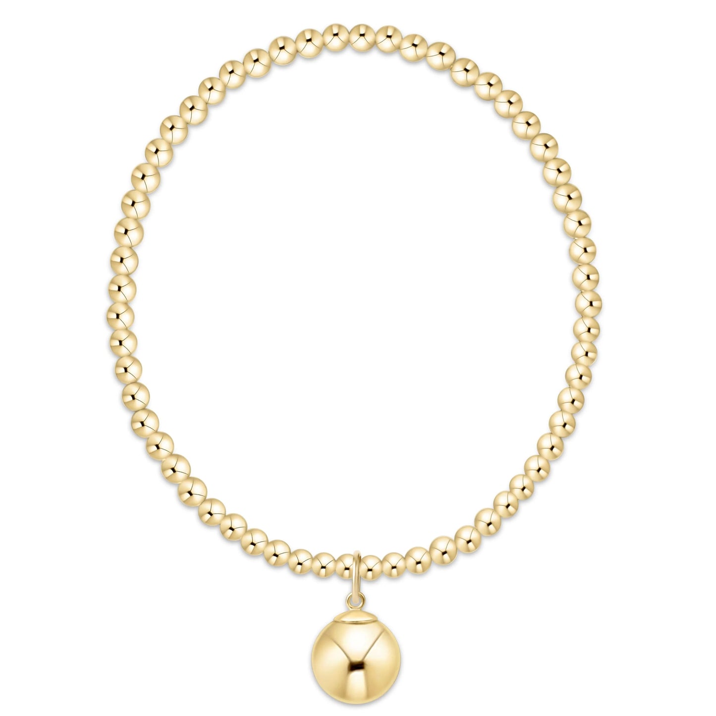 Classic Gold 3mm Bracelet with Classic Gold 10mm Charm – Extended | enewton
