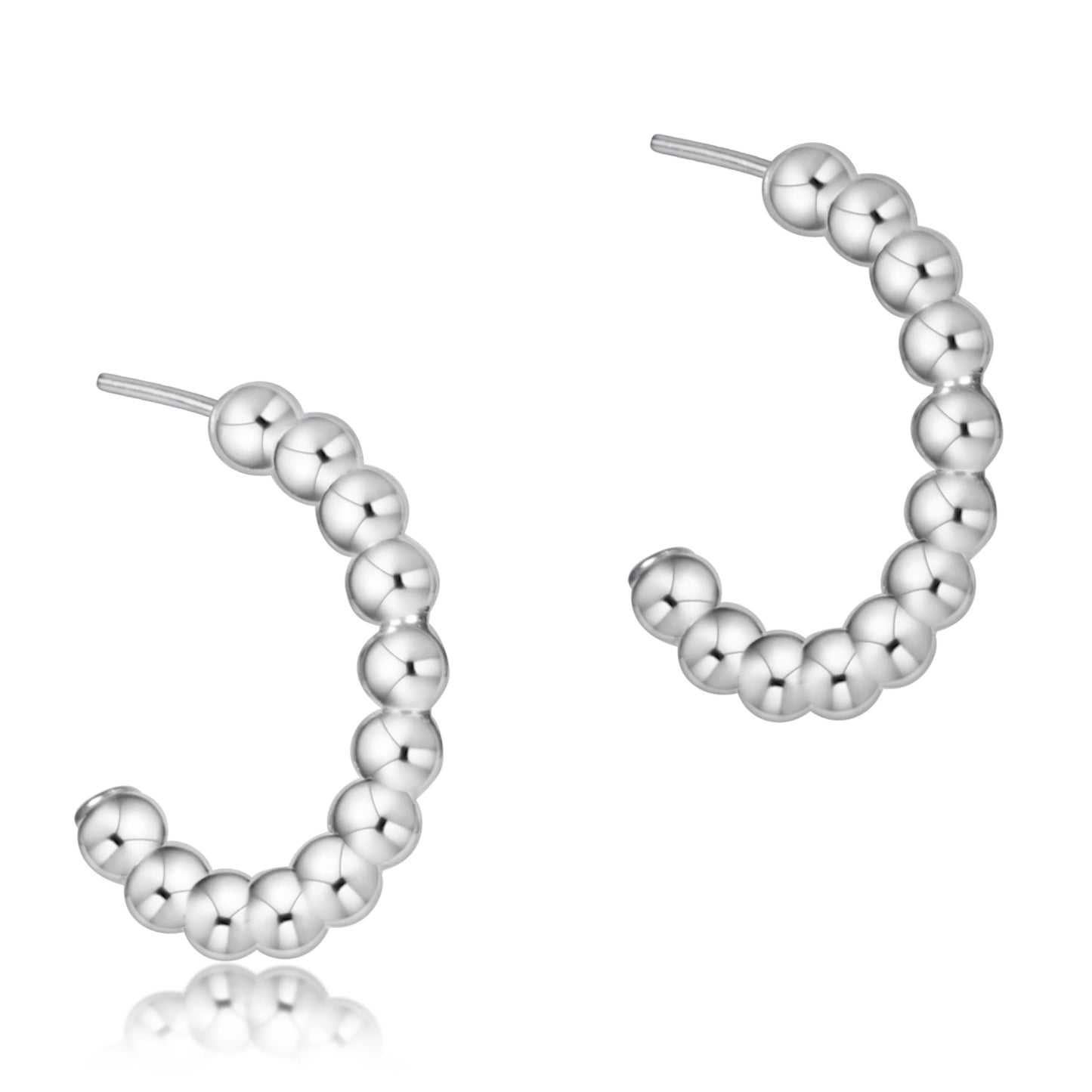 Beaded Classic 1.25" Post Hoop | 3mm Sterling