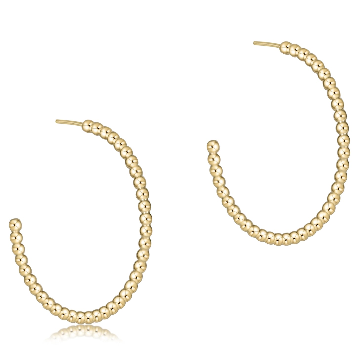 Beaded Classic 1.25” Post Hoop-2mm Gold