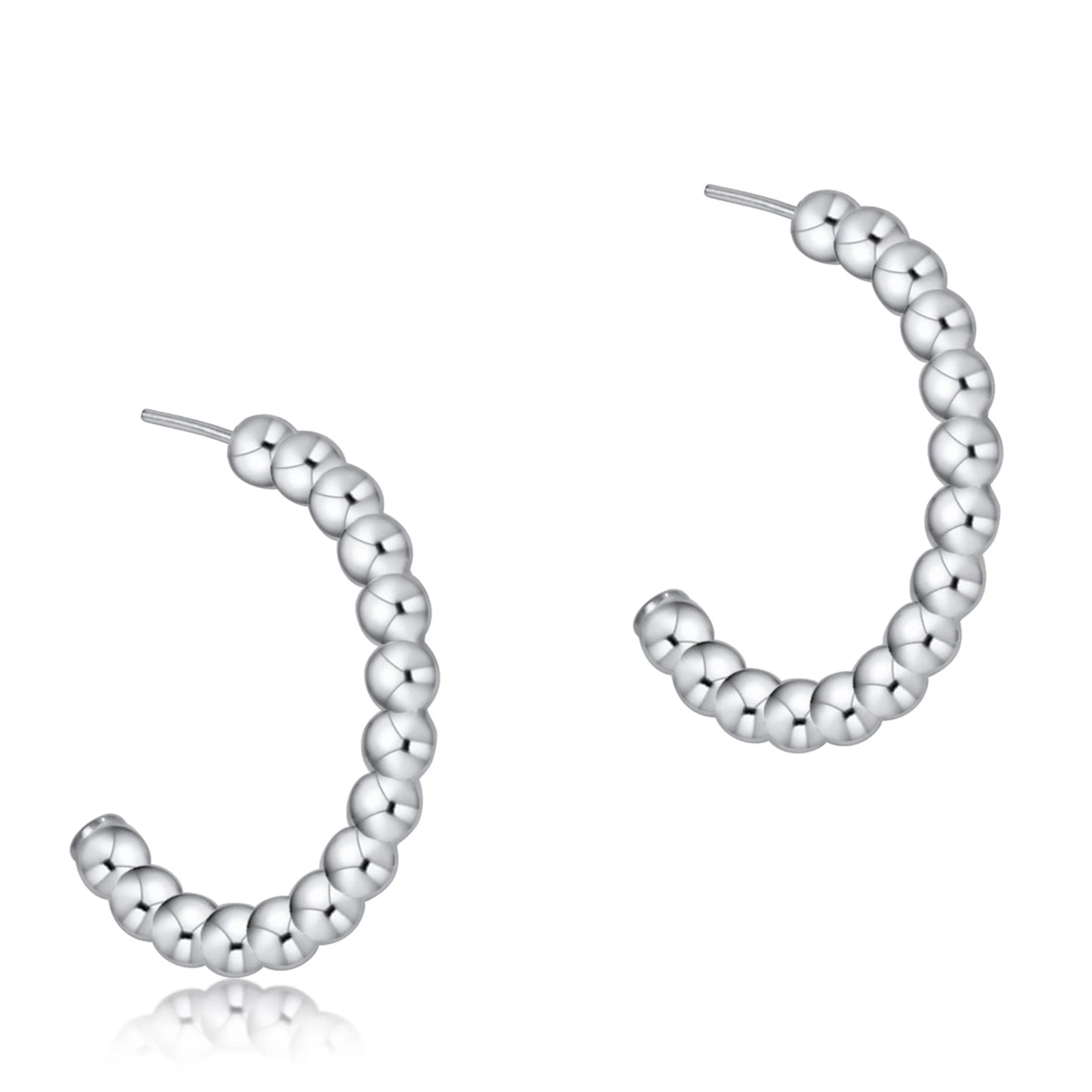 Beaded Classic 1.25” Post Hoop-2mm Sterling