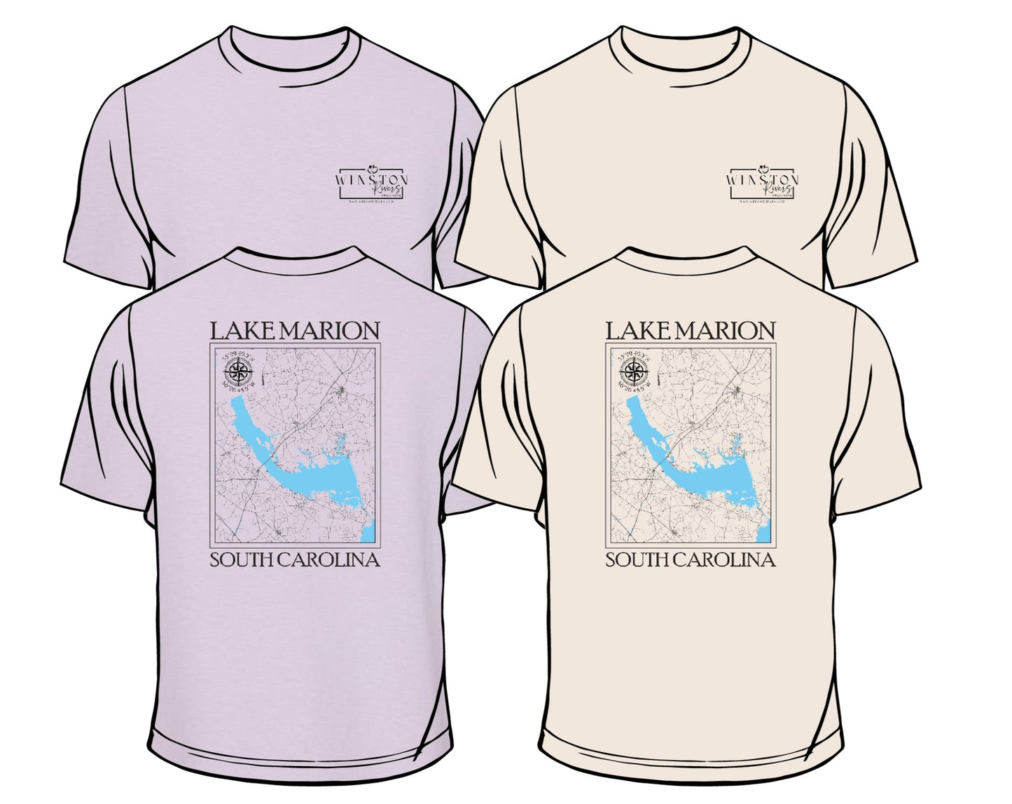 Lake Marion South Carolina Lake Map SS T-Shirt | Unisex