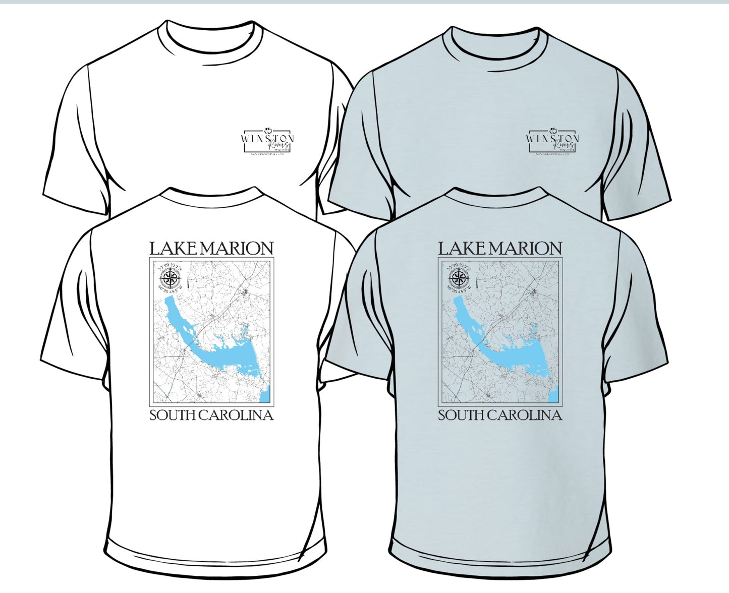 Lake Marion South Carolina Lake Map SS T-Shirt | Unisex