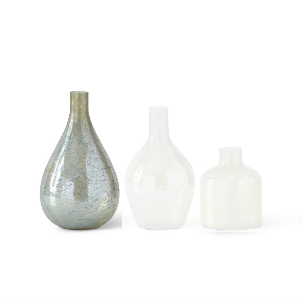Antique Light Green Matte Glass Bottle Vases
