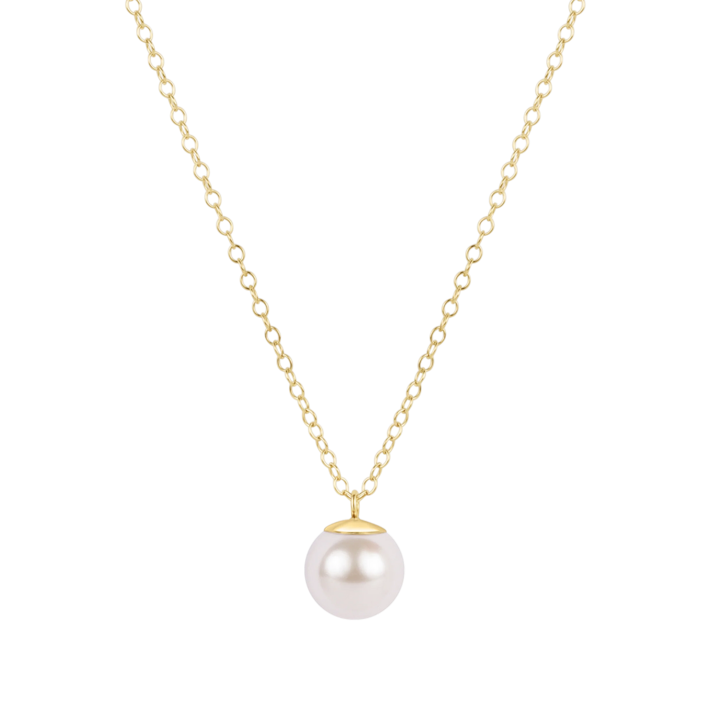 16" Gold Necklace with Classic Pearl 10mm Charm | enewton