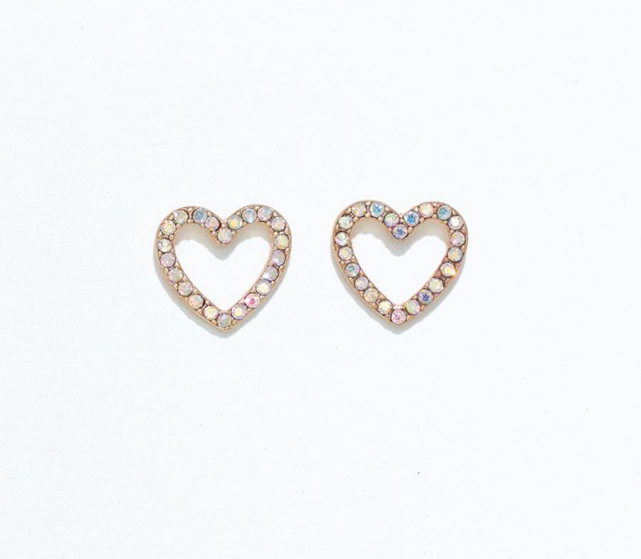 AB Crystal Hearts in Gold | Cuties Hypoallergenic Earrings