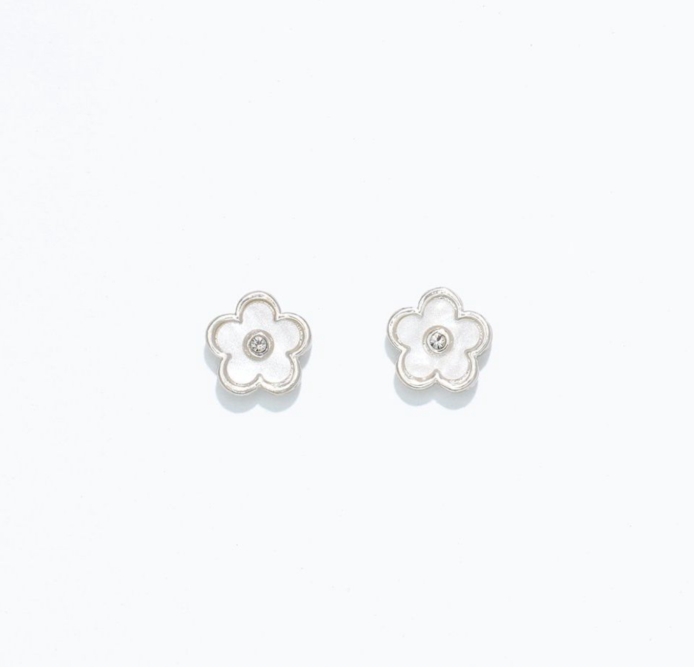 White Flower with Crystal | Cuties Hypoallergenic Earrings