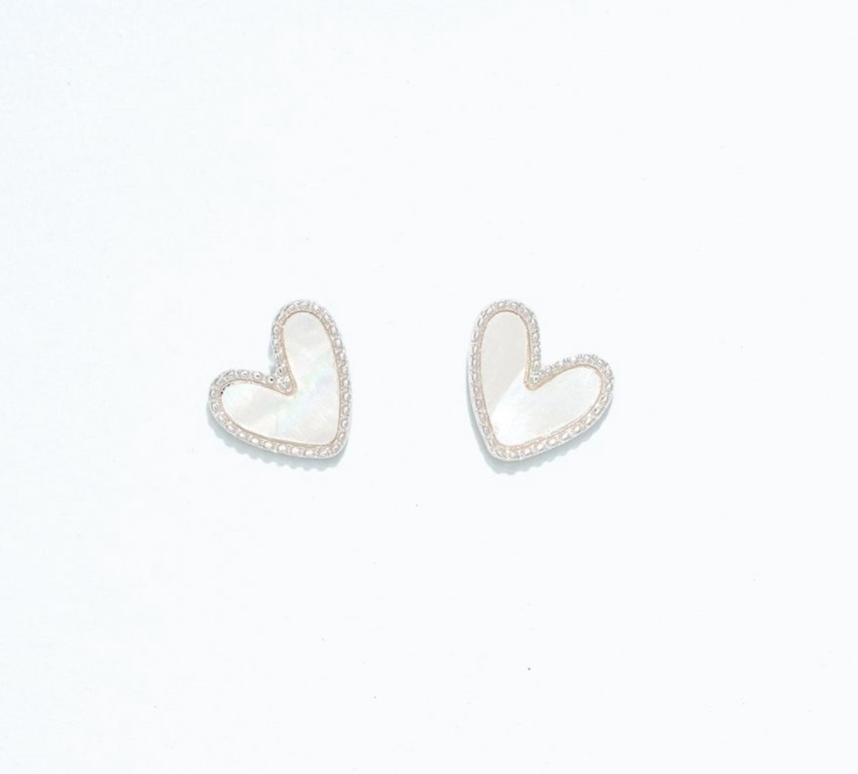 Pearlized Hearts in Silver | Cuties Hypoallergenic Earrings