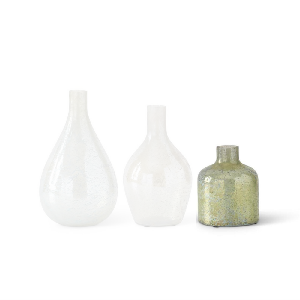 Antique Light Green Matte Glass Bottle Vases
