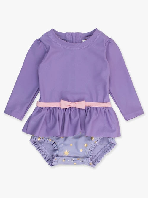 Tower Princess Long Sleeve Bow Skirted One Piece Swimsuit | RuffleButts