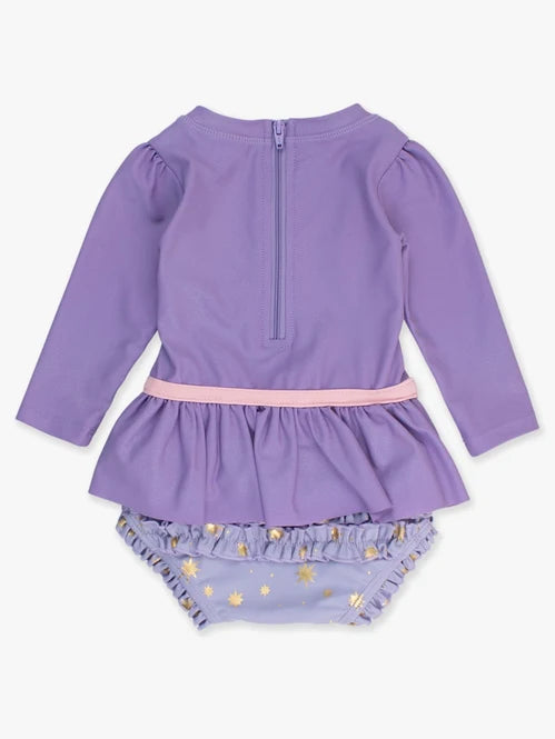 Tower Princess Long Sleeve Bow Skirted One Piece Swimsuit | RuffleButts