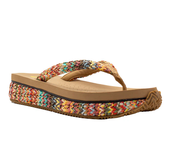 Palau Synthetic Raffia Low Thong Sandal
