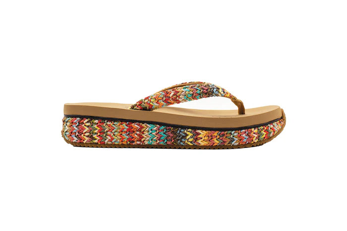 Palau Synthetic Raffia Low Thong Sandal