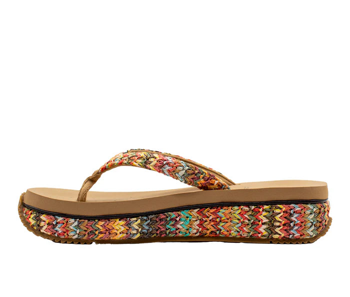 Palau Synthetic Raffia Low Thong Sandal