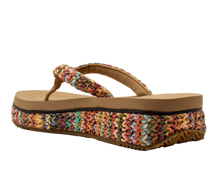 Palau Synthetic Raffia Low Thong Sandal