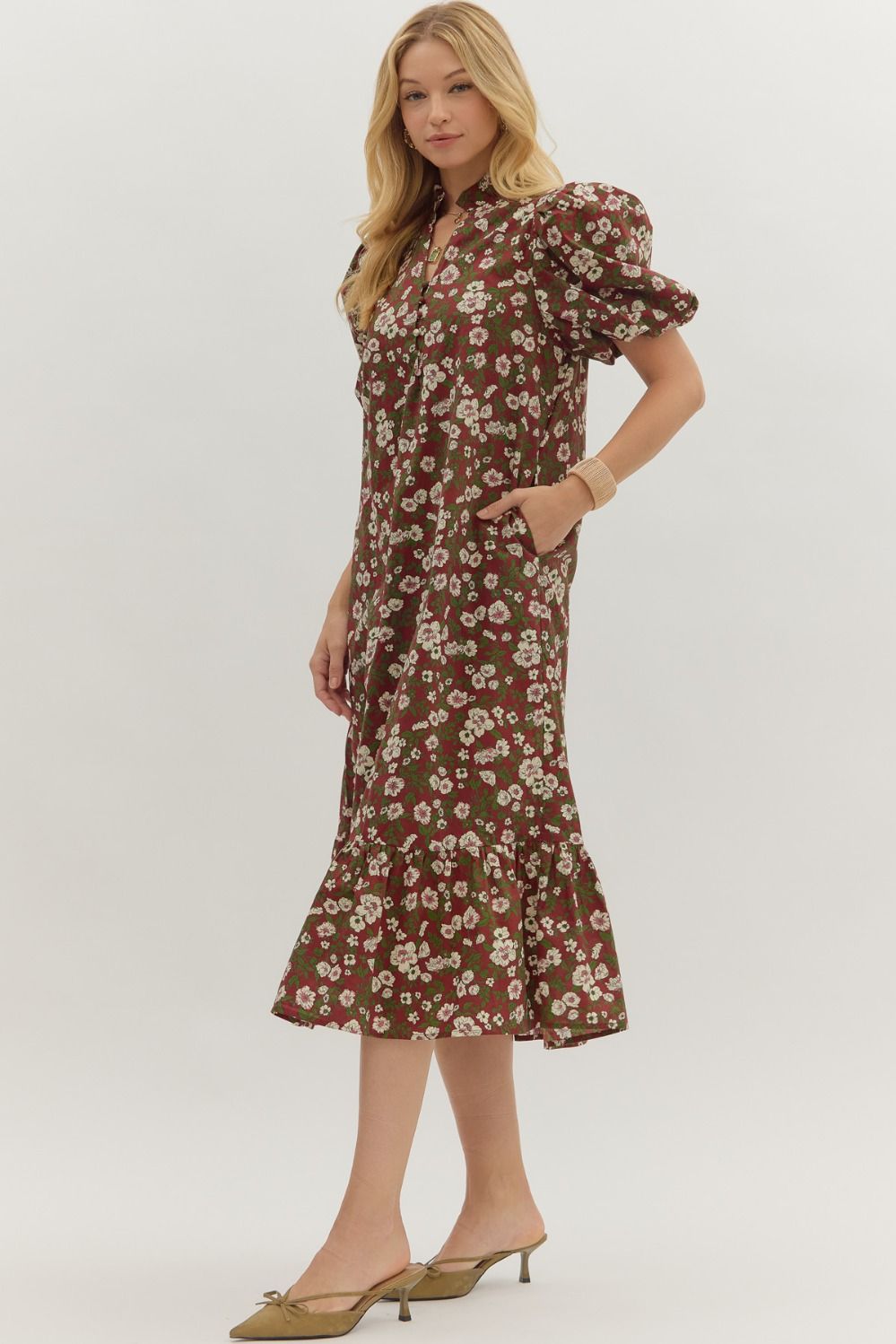 Ruffled Meadow Midi Dress