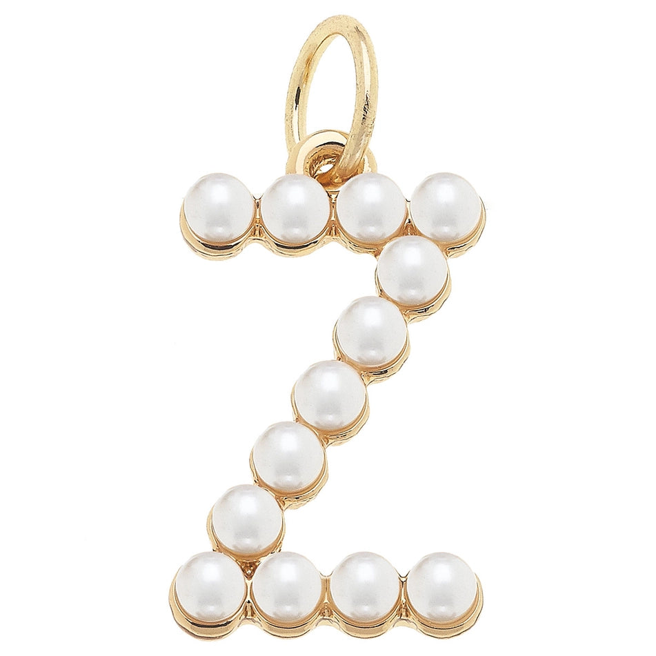 Pearl-Studded Letter Charm
