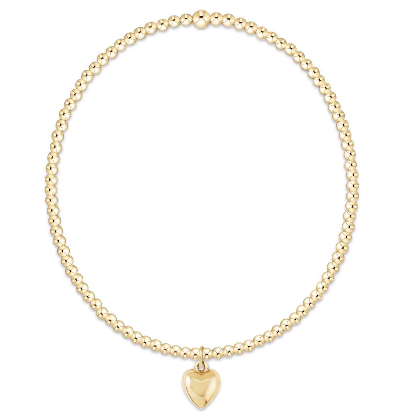 Classic Gold 2mm Bracelet with Love Plush Small Gold Charm | enewton
