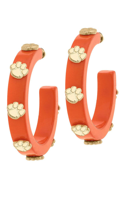 Clemson Tigers Resin Logo Hoop Earrings