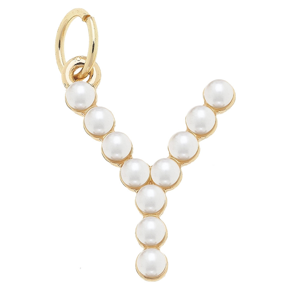 Pearl-Studded Letter Charm