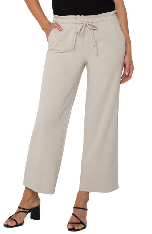 Pull-On Tie Waist Wide Leg Ankle Pant | Liverpool