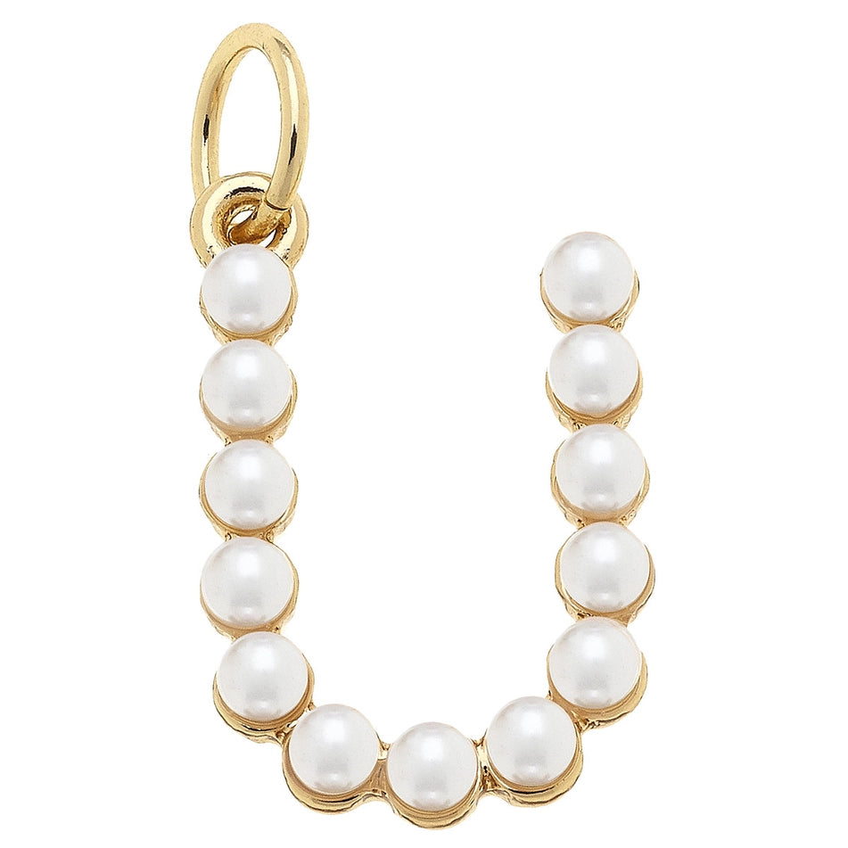 Pearl-Studded Letter Charm