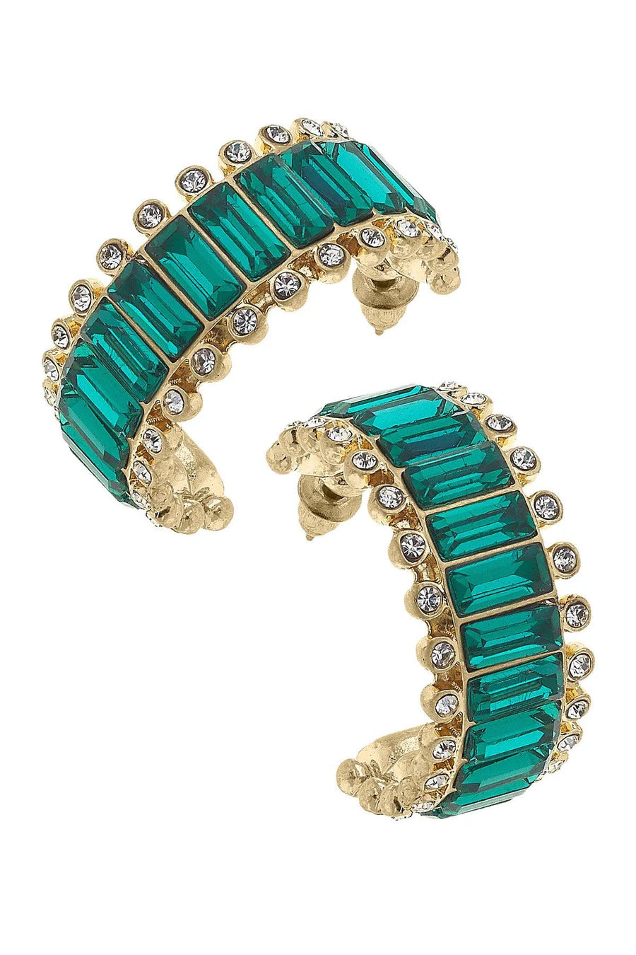 Katherine Rhinestone Baguette Hoop Earrings | Canvas