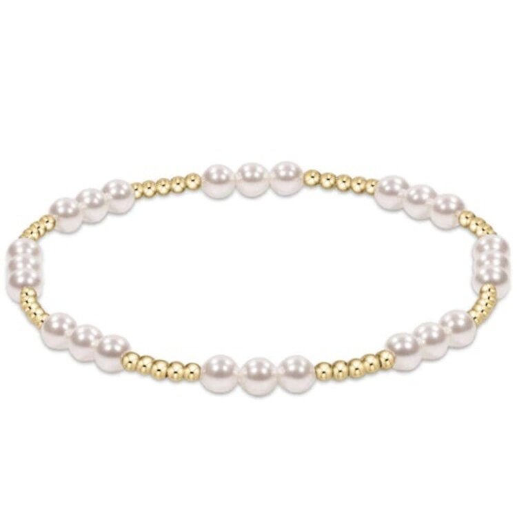 Classic Joy Pattern 4mm Beaded Bracelet- Pearl