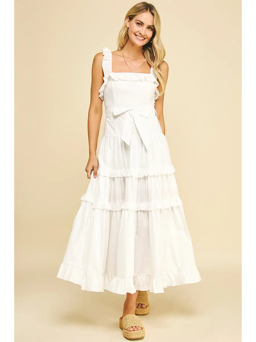 Ruffled Detail Tiered Maxi Dress