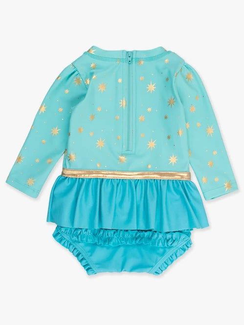 Genie Princess Long Sleeve Bow Skirted One Piece Swimsuit | RuffleButts