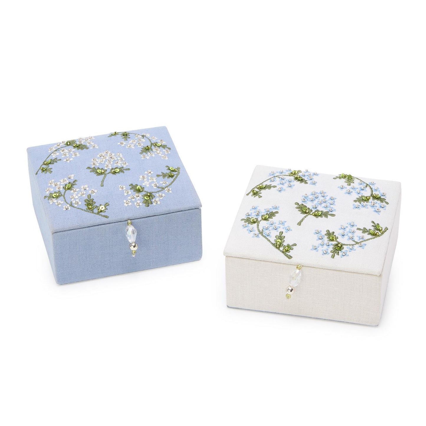 Hydrangea Linen Fabric Small Jewelry Box
