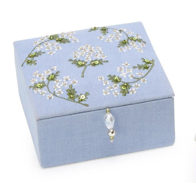 Hydrangea Linen Fabric Small Jewelry Box