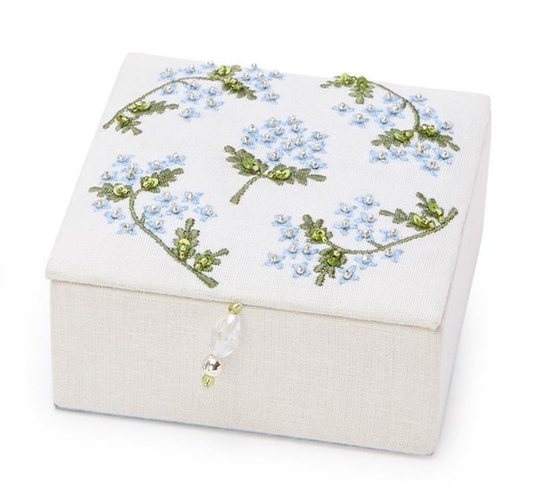 Hydrangea Linen Fabric Small Jewelry Box