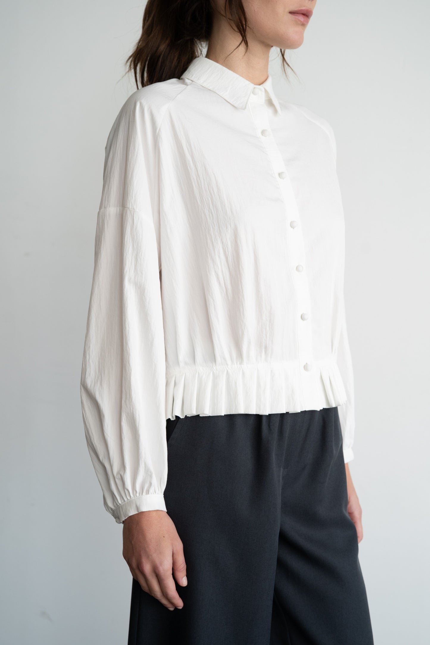 Pleated Hem Raglan Blouse
