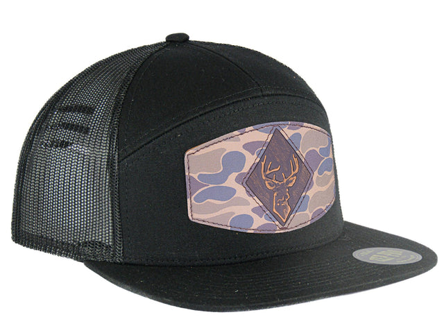 Buck Old School Camo Brown Leather Patch Hat